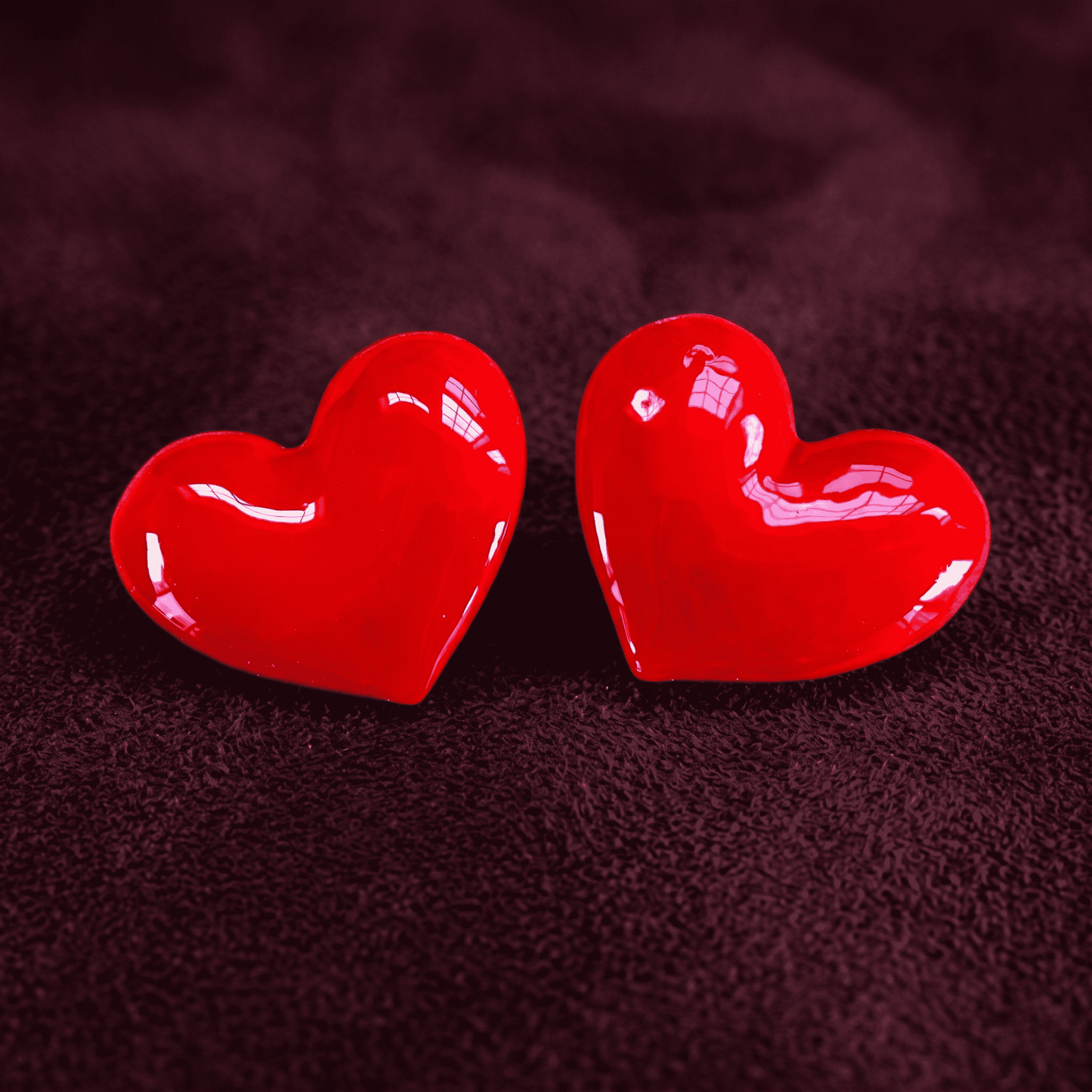 Red Oversized Puff Heart Earrings