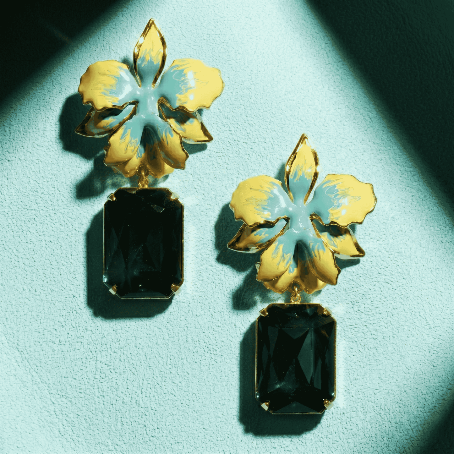 Vanilla Orchid Jeweled Drop Earrings - Jungle