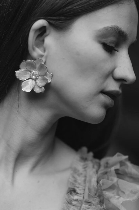 Jewel Box Floral Earrings - Lavender Peony