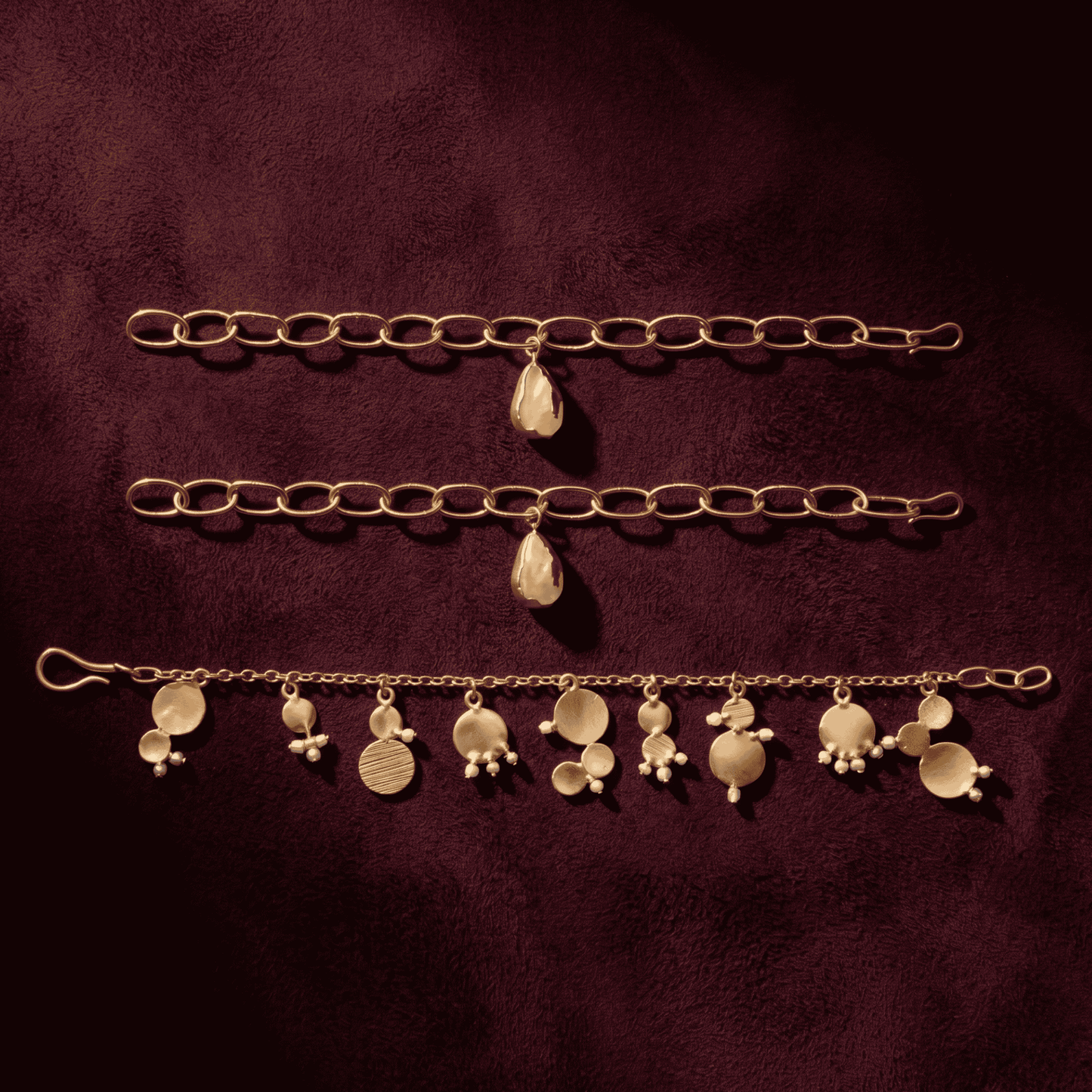 Pearl & Gold Charm Bracelet Stack (Set of 3)