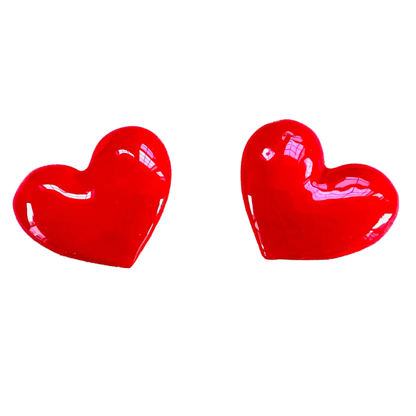 Red Oversized Puff Heart Earrings