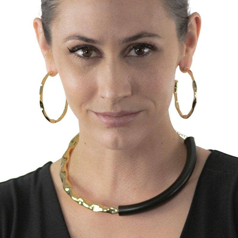 Happier Collar Necklace - Black & Gold
