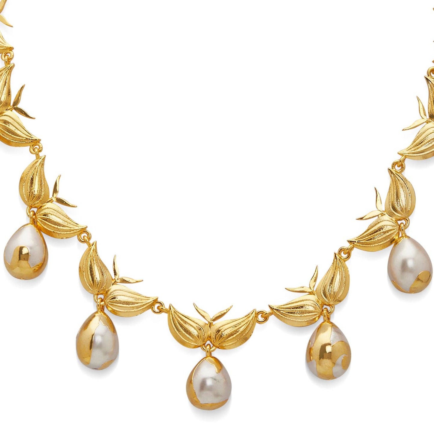 Zooni Gold & Baroque Pearl Necklace. 3 of 7.