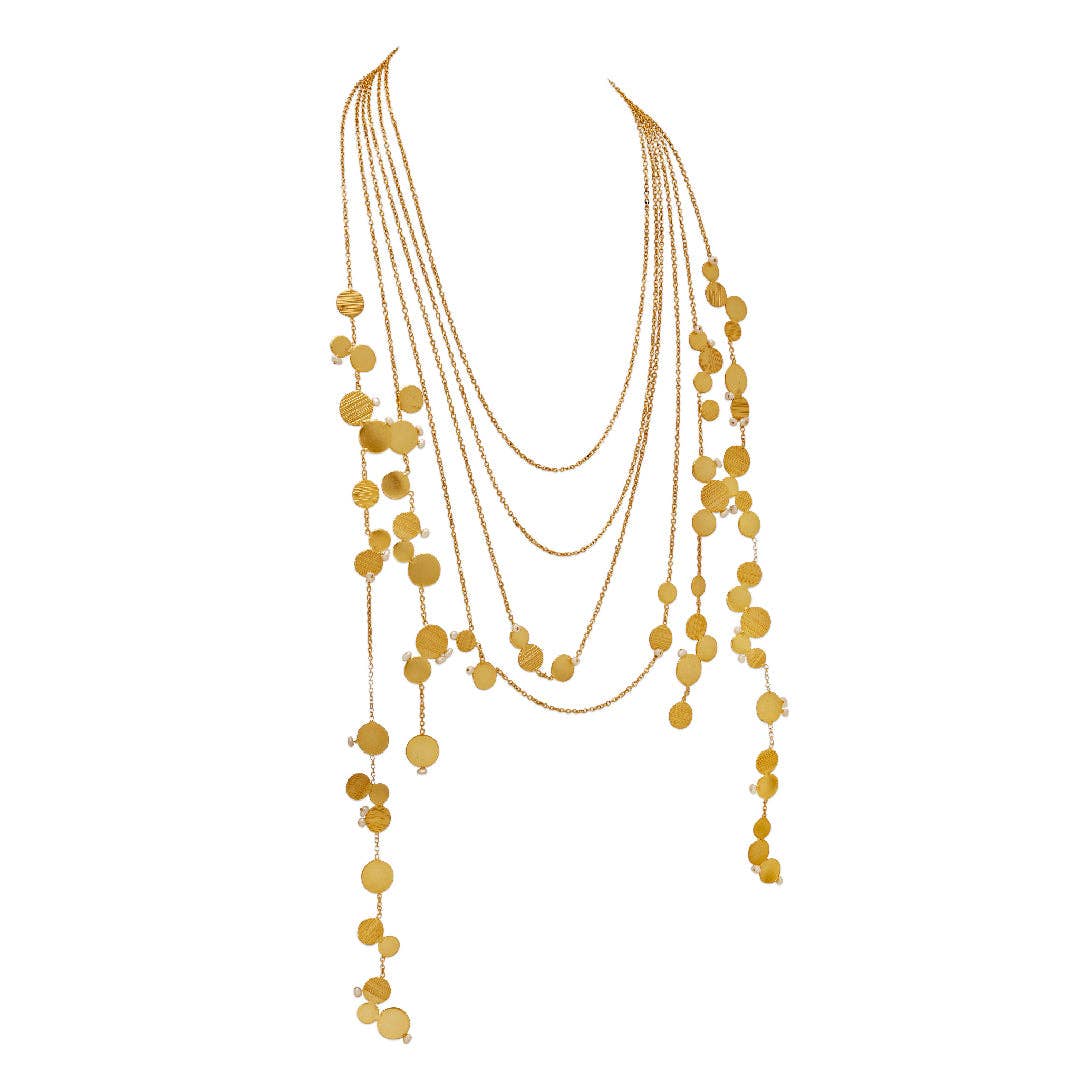 Aire Gold & Pearl Layered Chain Necklace. 5 of 5.