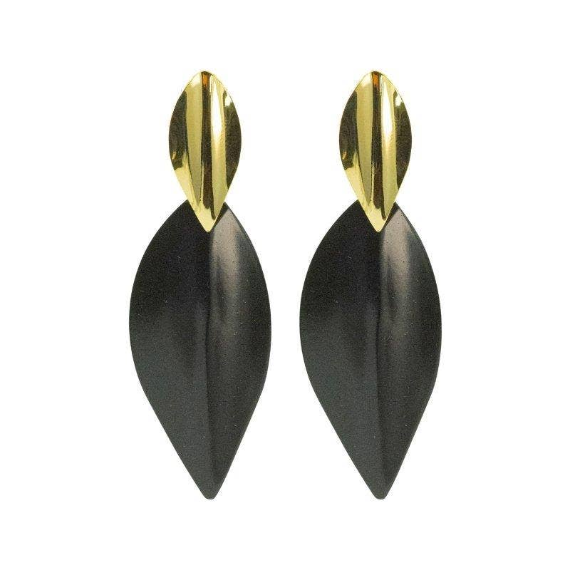 Dressed Drop Earrings - Black & Gold
