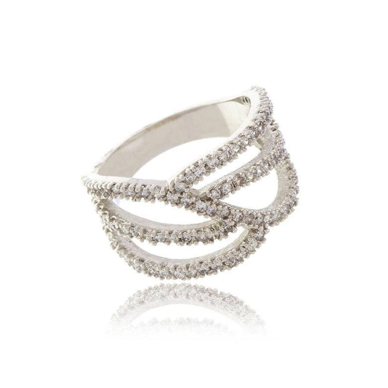 Luxe Silver and Diamond White Crystal Ring. 1 of 3.