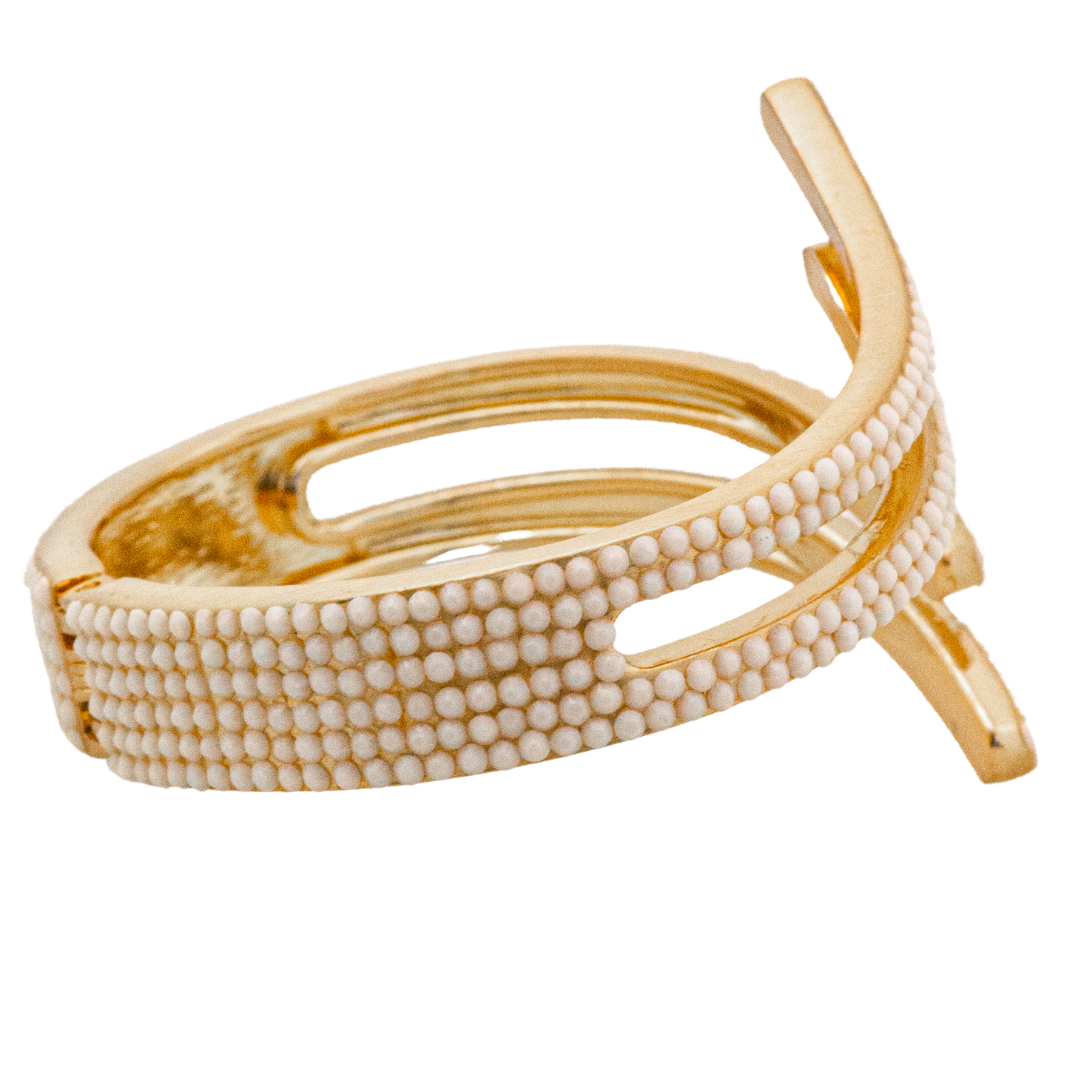 All the King's Horses Crystal Bangle Bracelet - White
