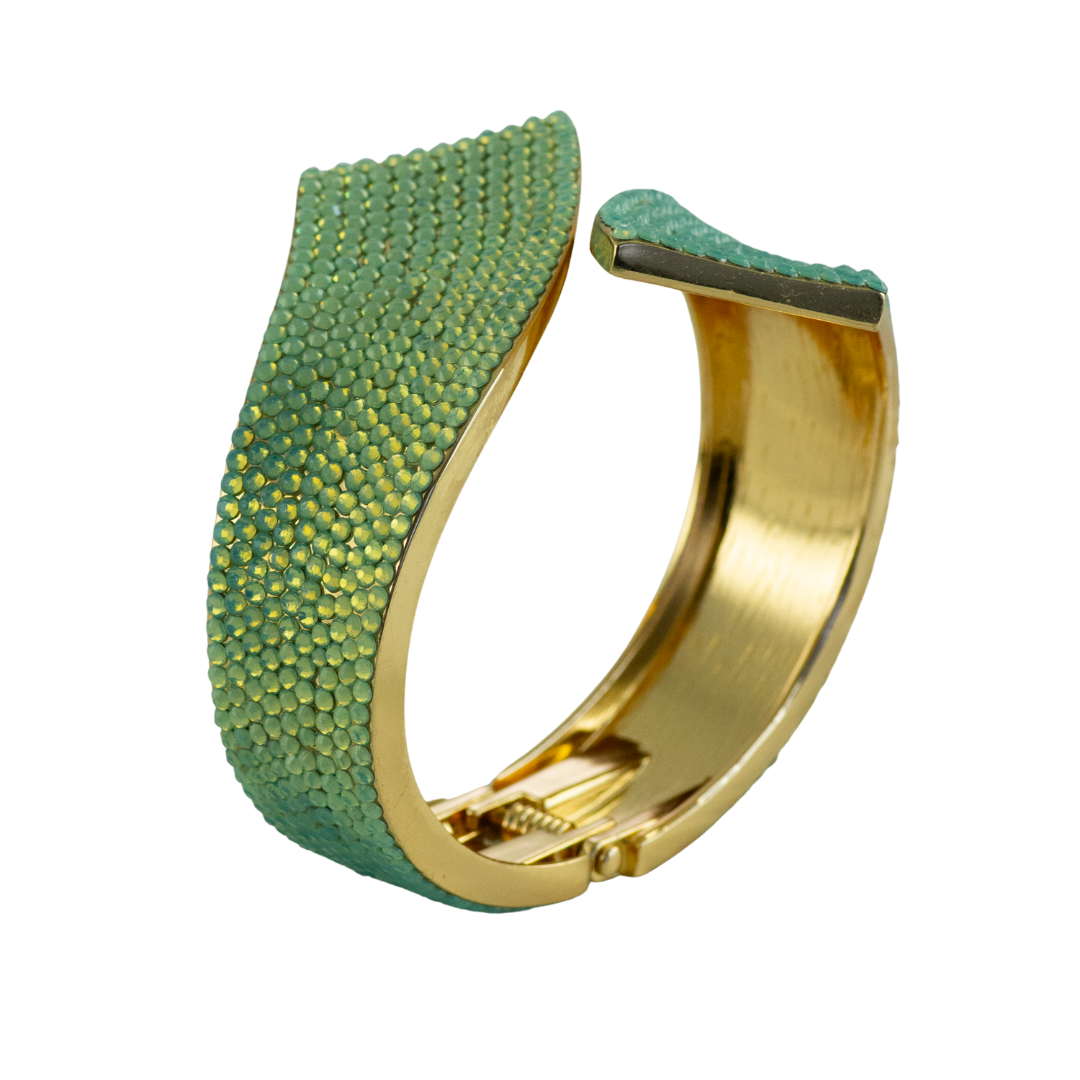 Hit 'Em Up in Style Crystal Bangle Bracelet - Green