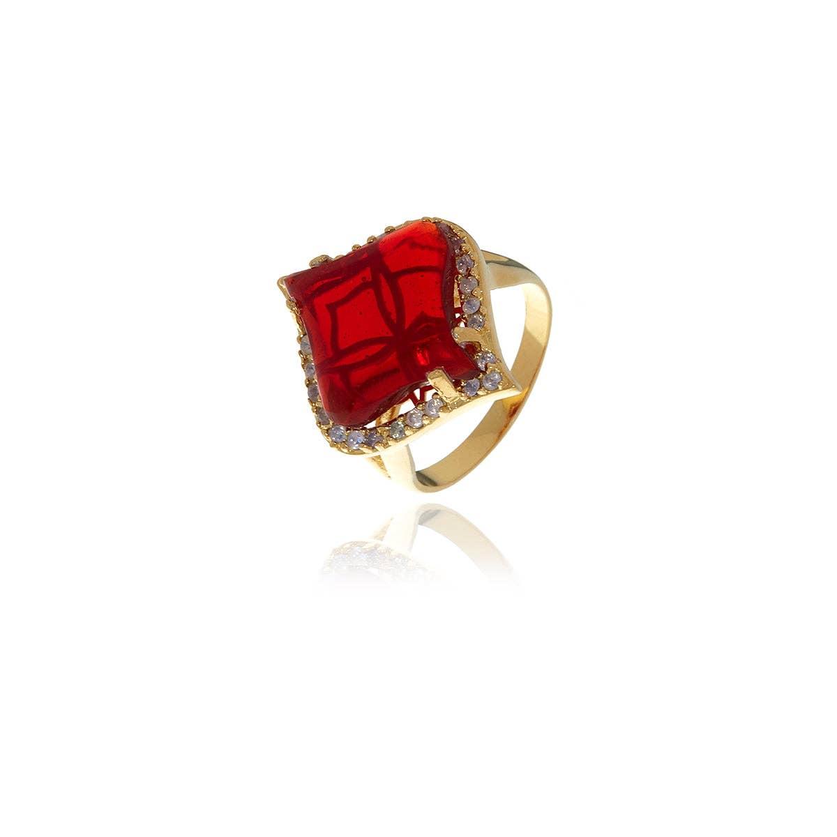 Gold Petal Garnet Crystal Ring. 1 of 8.