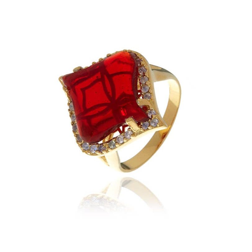 Gold Petal Garnet Crystal Ring. 1 of 8.
