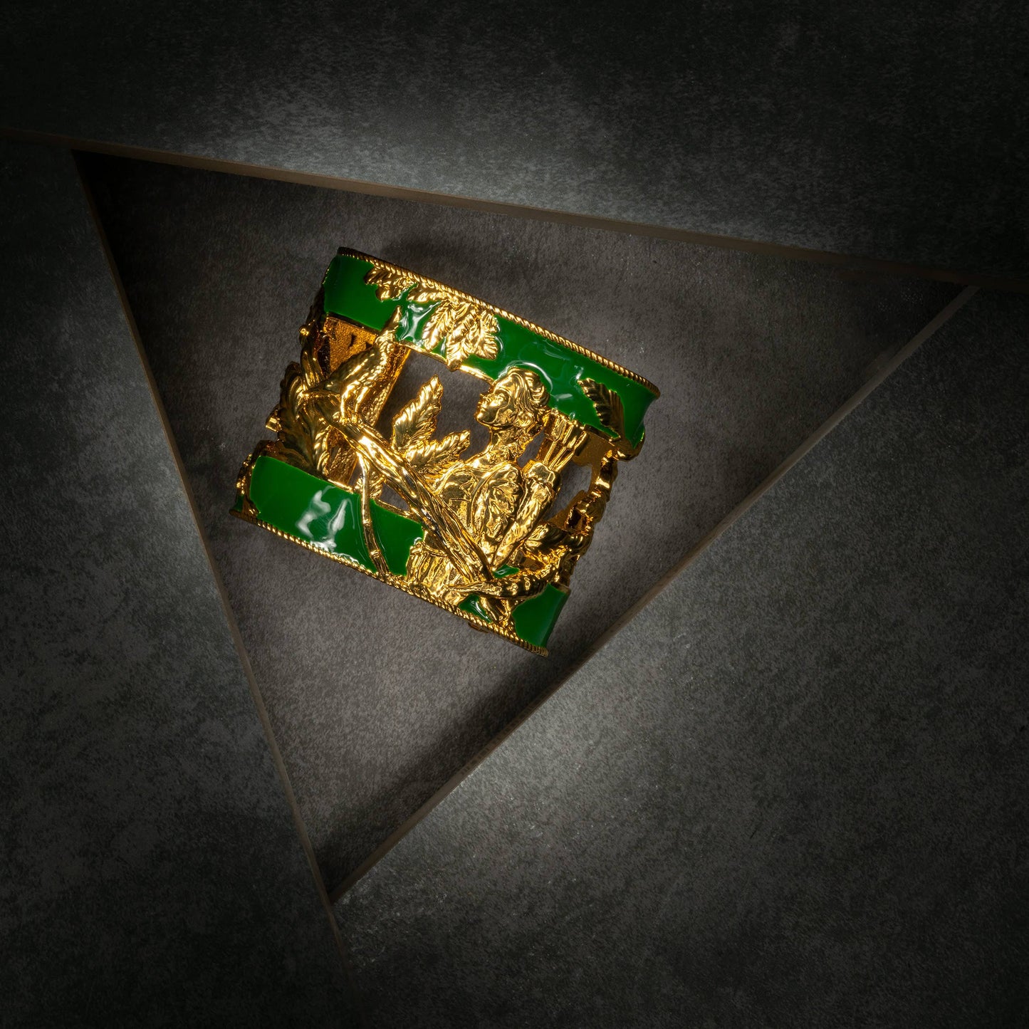 Vigor Cuff Bracelet - Hunter Green & Gold