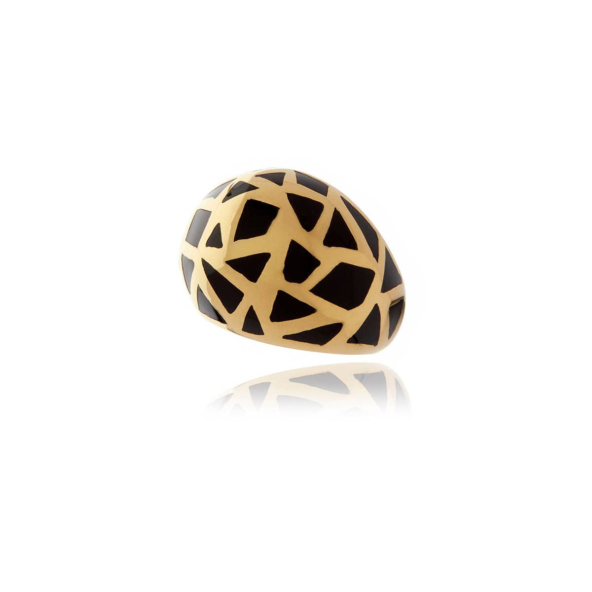 Les Racines Gold and Onyx Ceramic Ring. 1 of 4.