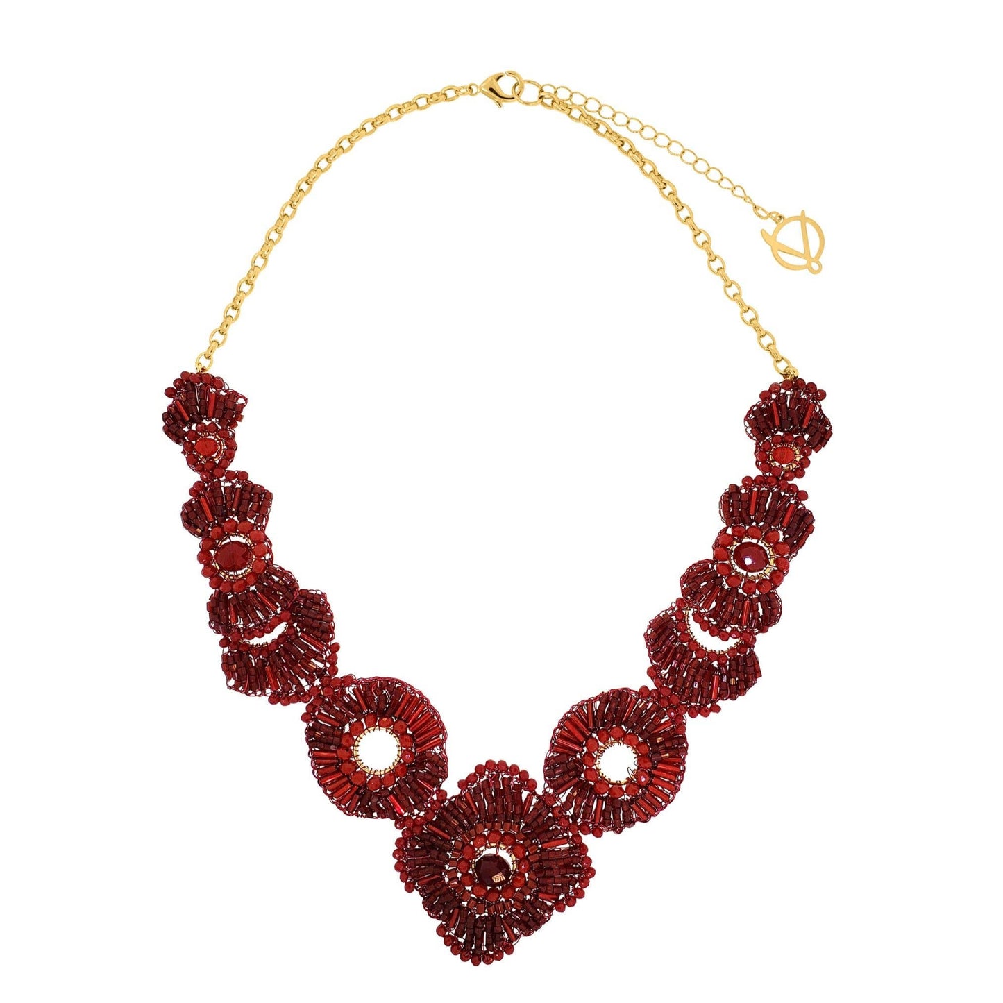 Chess Beaded Necklace - Cherry Red