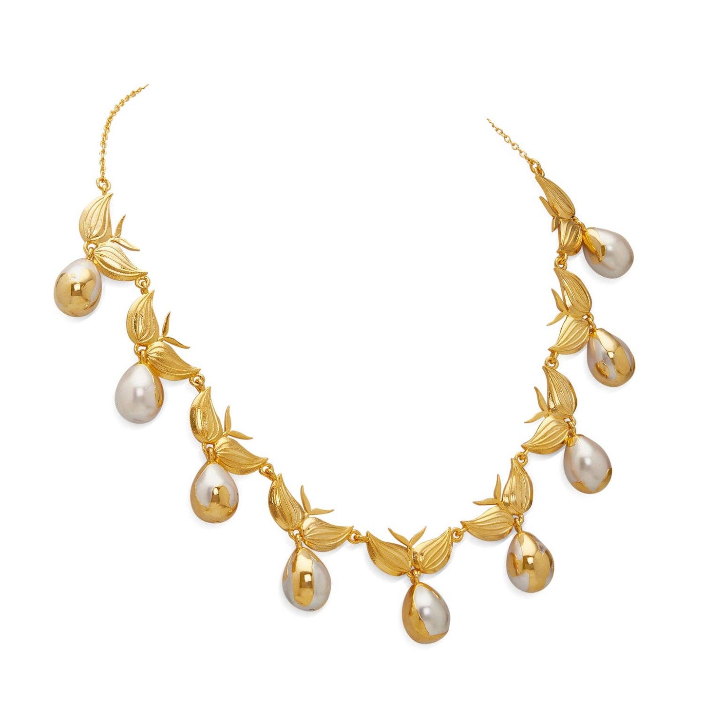 Zooni Gold & Baroque Pearl Necklace. 4 of 7.