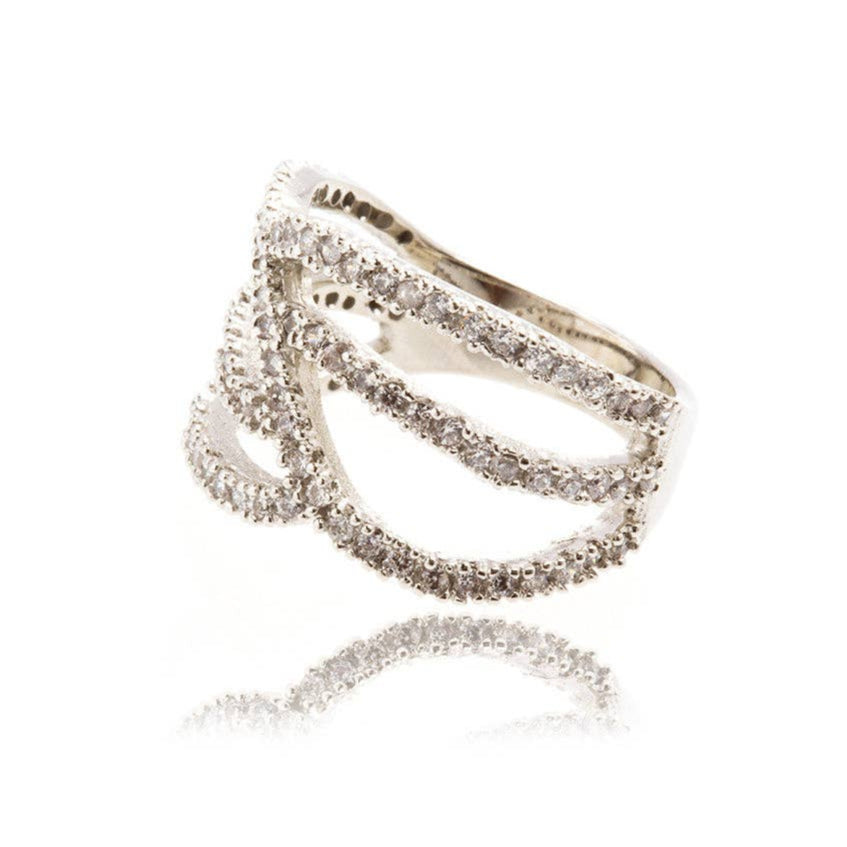 Luxe Silver and Diamond White Crystal Ring. 2 of 3.