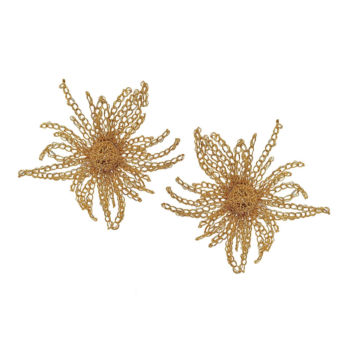 Gold Wire Post Earrings. 1 of 2.