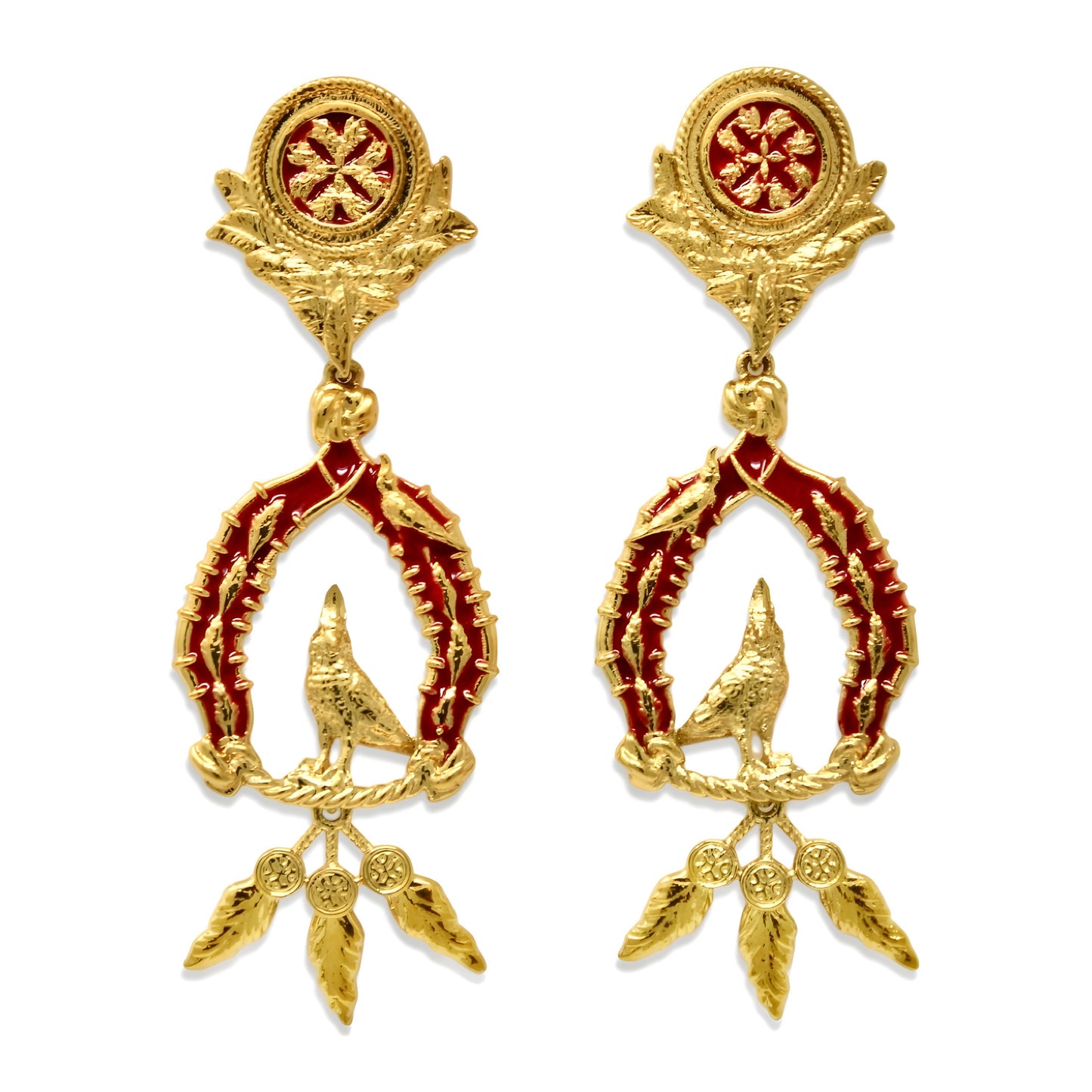 Vigor Drop Earrings - Crimson & Gold