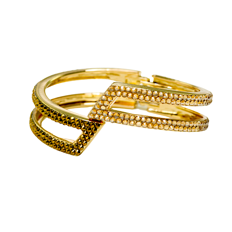 I'm Wearing Nothing Crystal Bangle Bracelet - Two-Tone Gold