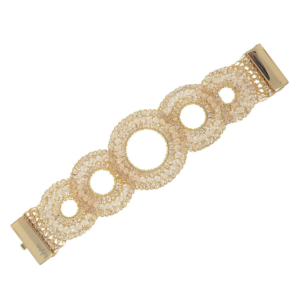 Clear White Crystal and Gold Gush Bracelet. 1 of 3.