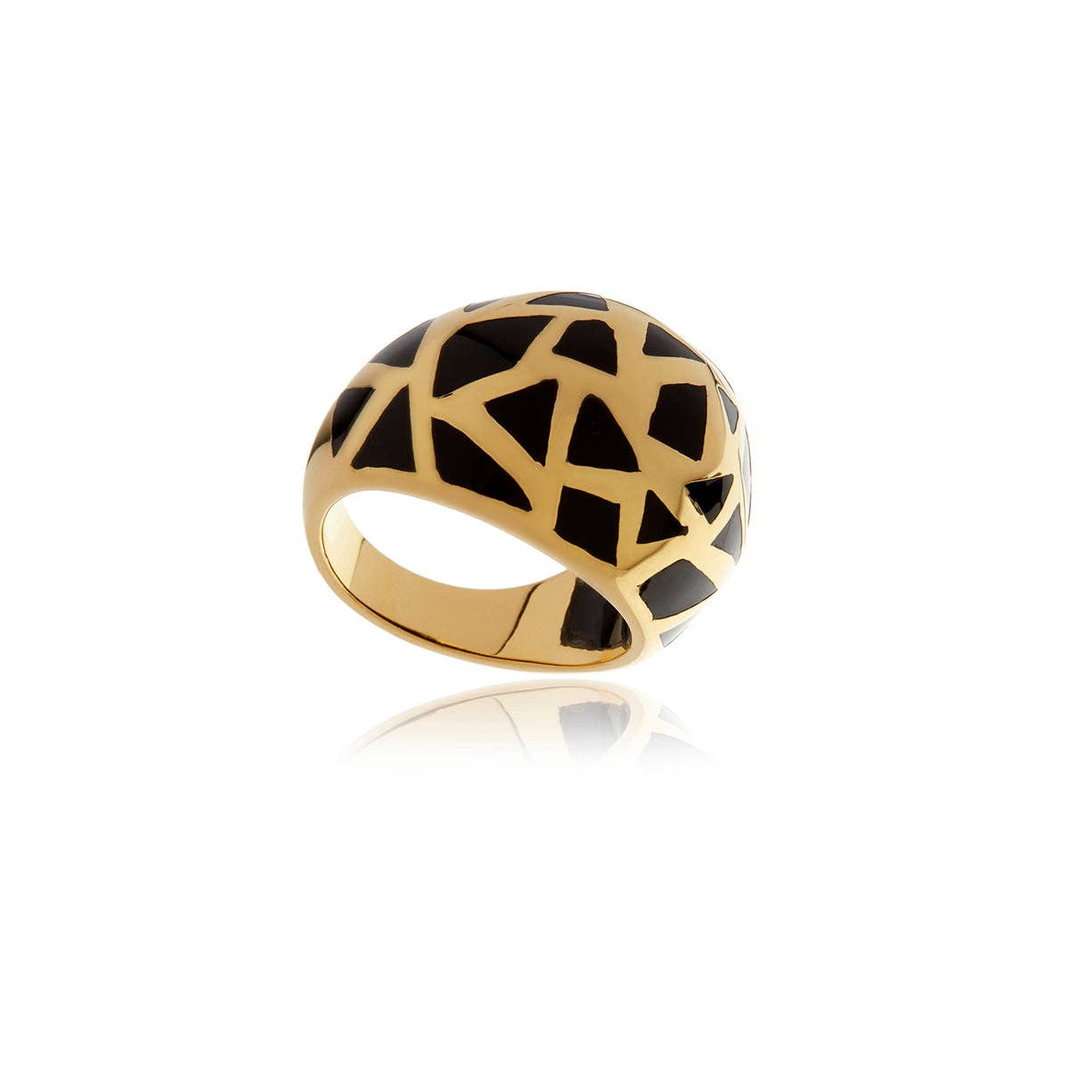 Les Racines Gold and Onyx Ceramic Ring. 3 of 4.