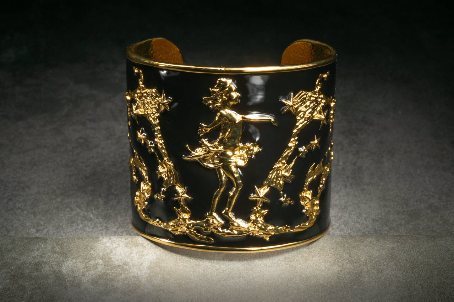She Moves The Stars Cuff Bracelet - Black & Gold