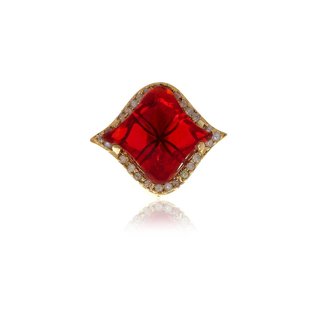 Gold Petal Garnet Crystal Ring. 5 of 8.