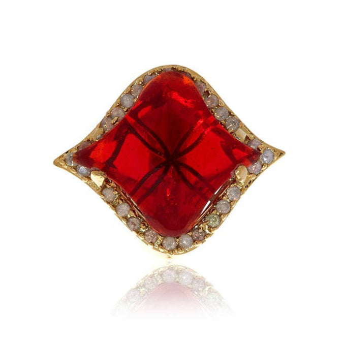 Gold Petal Garnet Crystal Ring. 5 of 8.