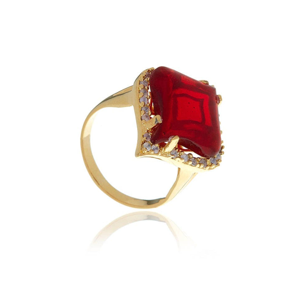 Gold Petal Garnet Crystal Ring. 8 of 8.