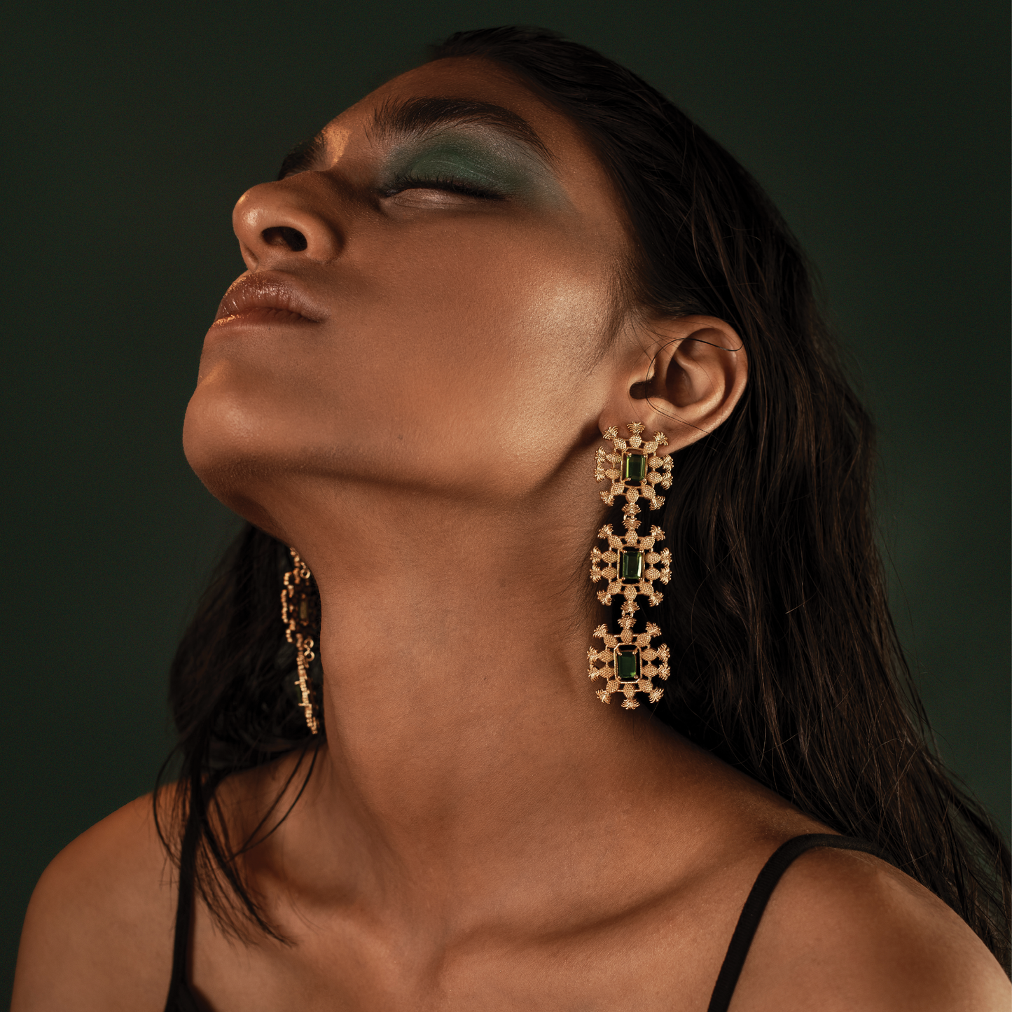Pina Green Topaz & Gold Earrings