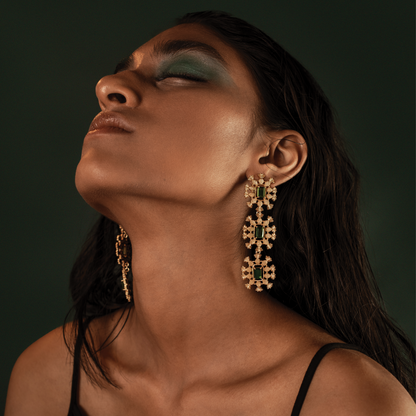 Pina Green Topaz & Gold Earrings. 2 of 5.