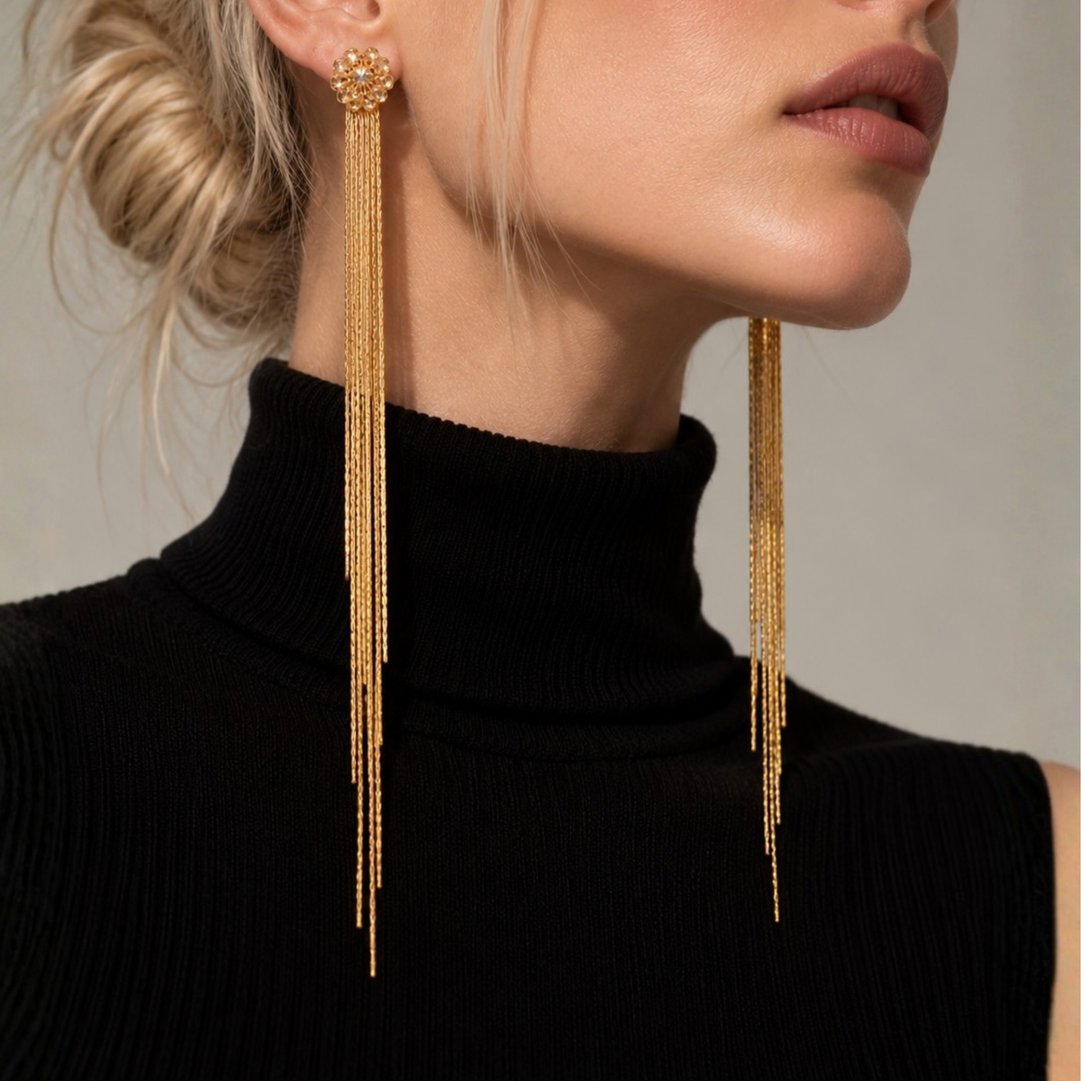 Selene Gold Fringe Duster Earrings