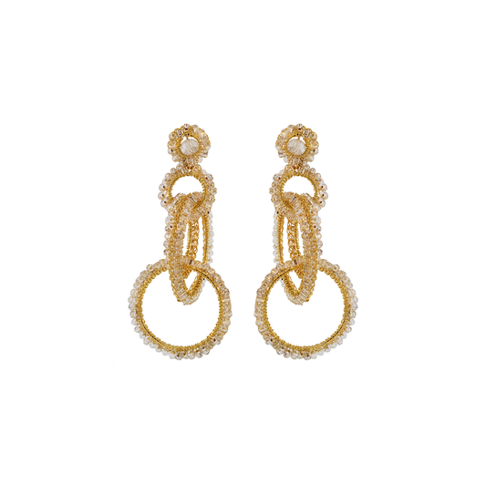 Clear White Crystal and Gold Grace Earrings. 1 of 3.