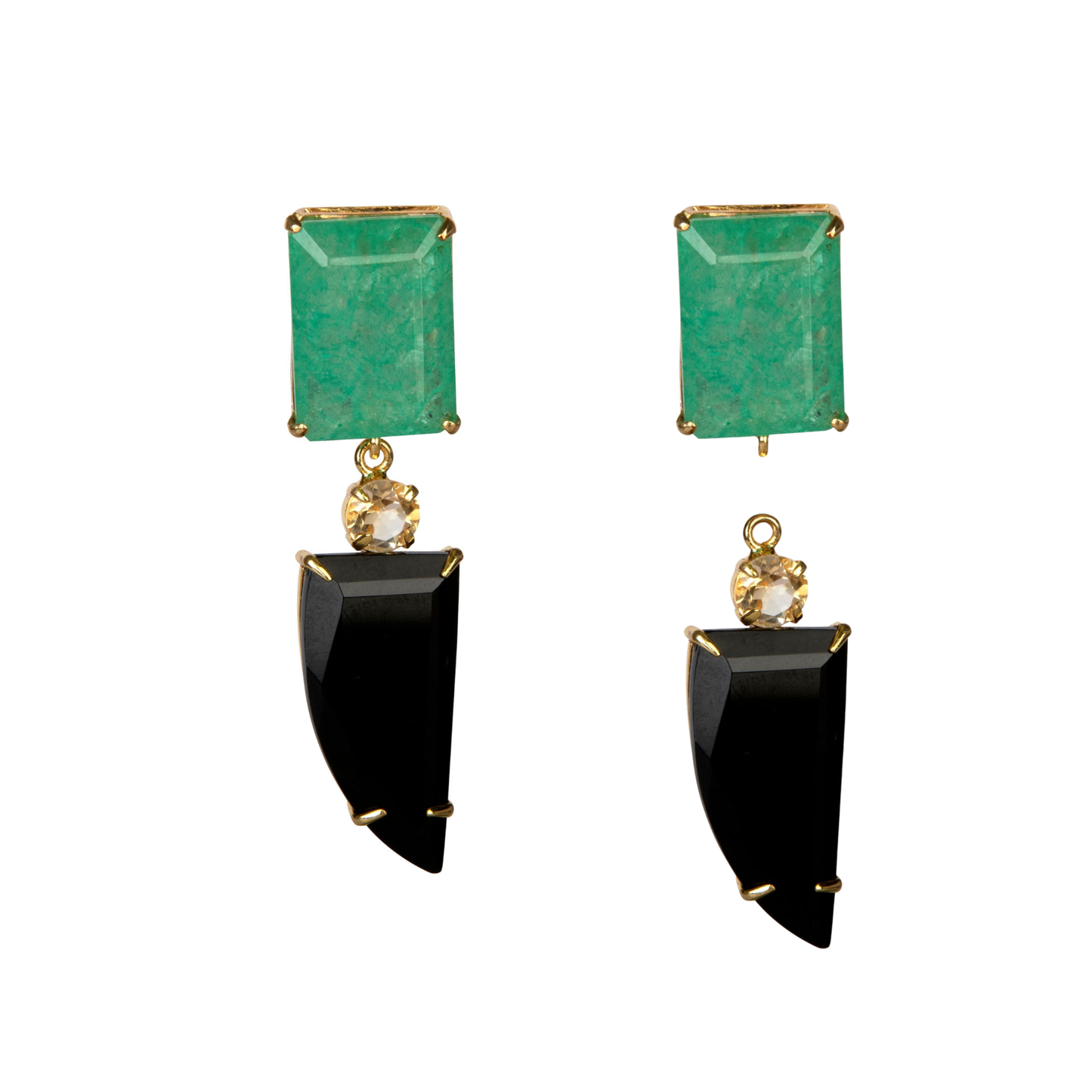 Britton Drop Earrings - Onyx & Green Fluorite