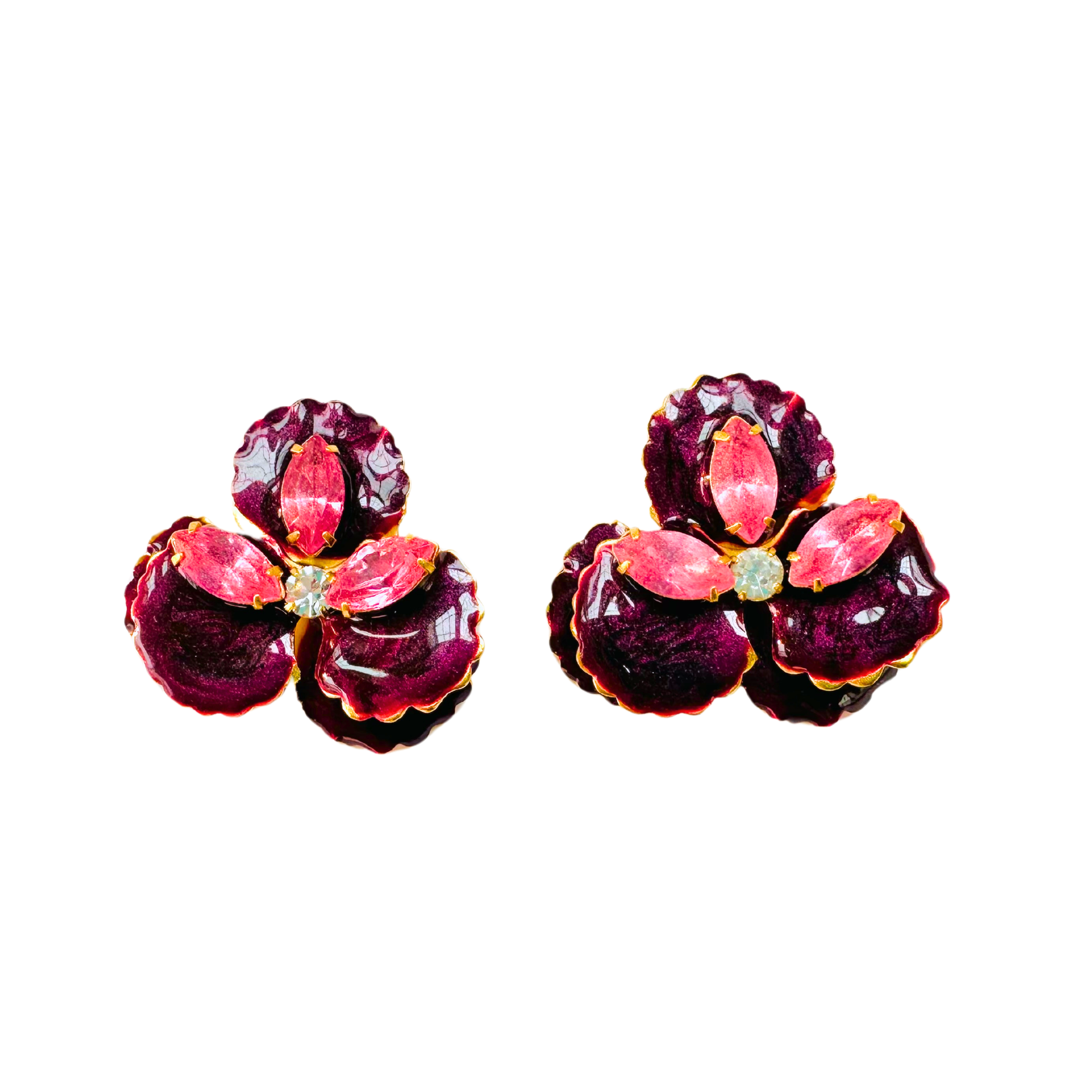 Plum Pansy Stud Earrings. 1 of 1.
