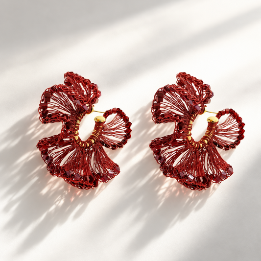 Rio Hoop Earrings - Burgundy
