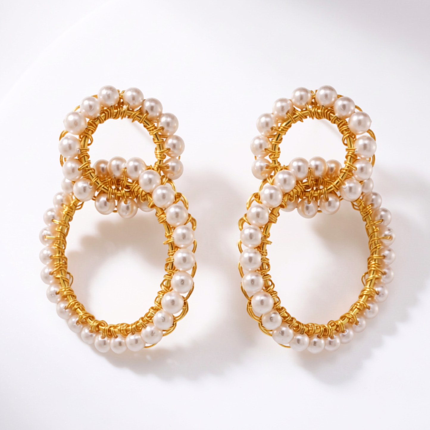 Ellie Earrings - Pearl & Gold