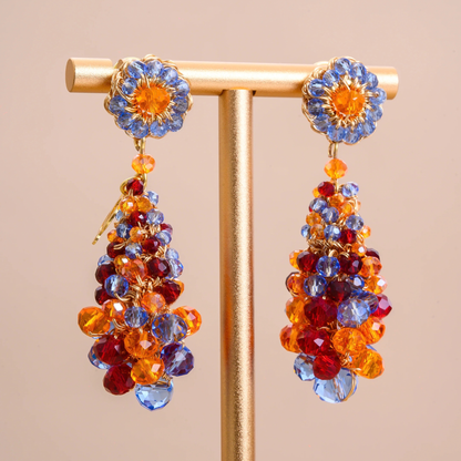 Violet Beaded Drop Earrings - Sunrise Mix