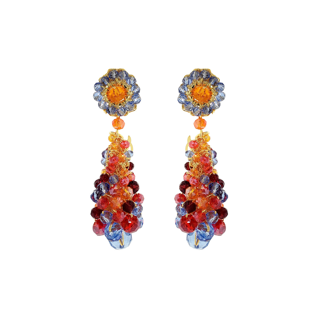 Violet Beaded Drop Earrings - Sunrise Mix