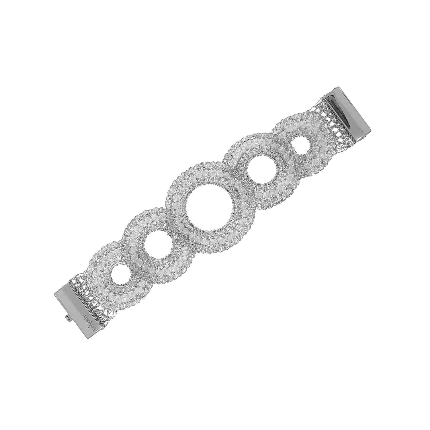 Clear White Crystal and Silver Gush Bracelet. 1 of 2.