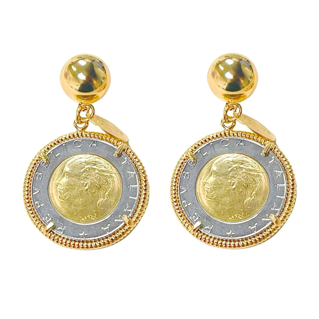 Honora Vintage Italian Lira Coin Drop Earrings
