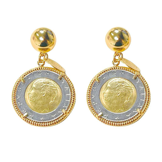 Honora Vintage Italian Lira Coin Drop Earrings