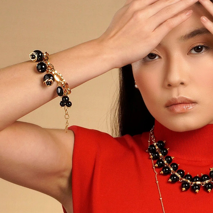 Taj Mahal Charm Bracelet - Black Agate