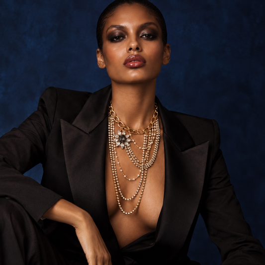 Alya Gold & Crystal Drop Necklace