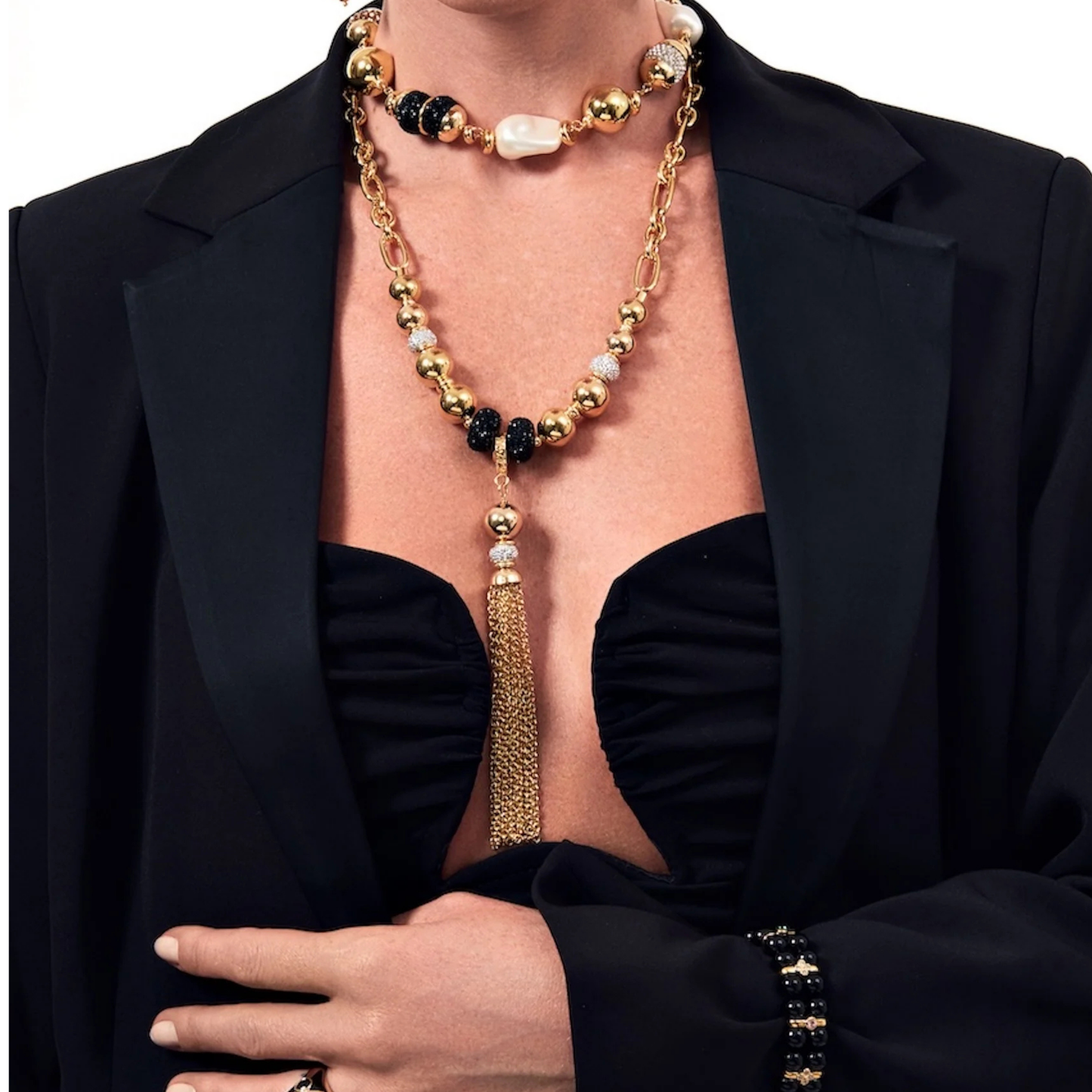 Gala Gold & Crystal Fringe Necklace