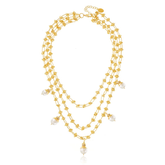 Intra Pearl & Gold Chain Necklace