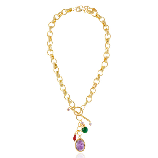 Sirena Gemstone Toggle Necklace