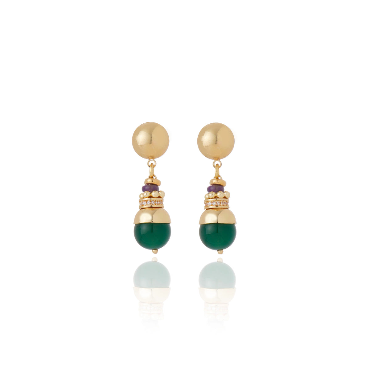 Sirena Drop Earrings - Green Agate
