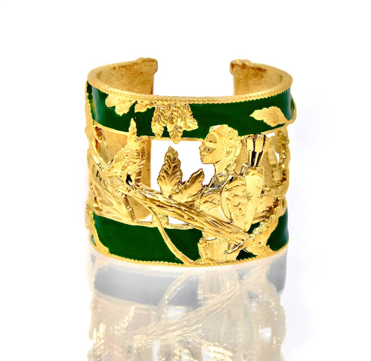 Vigor Cuff Bracelet - Hunter Green & Gold