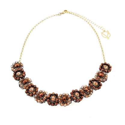 Chloe Sepia Beaded Floral Necklace