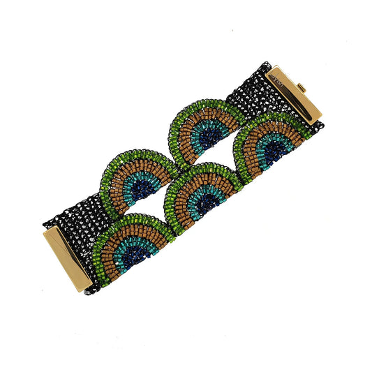 Peacock Beaded Cuff Bracelet